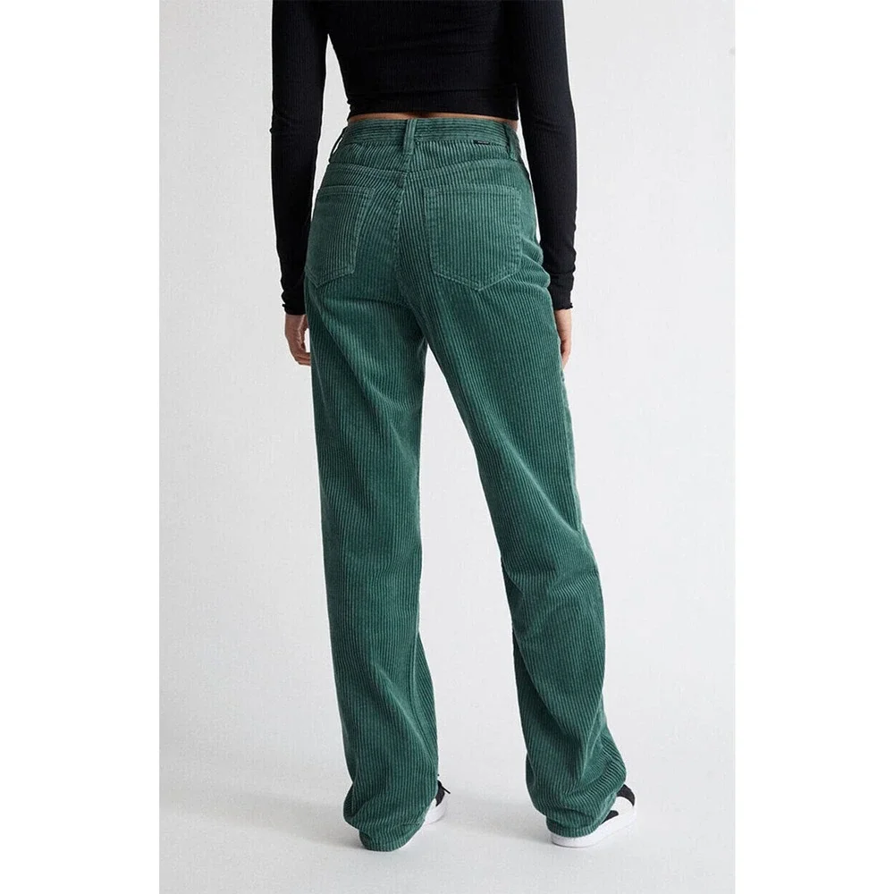 NWT PacSun Green Corduroy Embroidered Boyfriend Jean Doodle Baggy Womens Size 28 - Picture 12 of 16